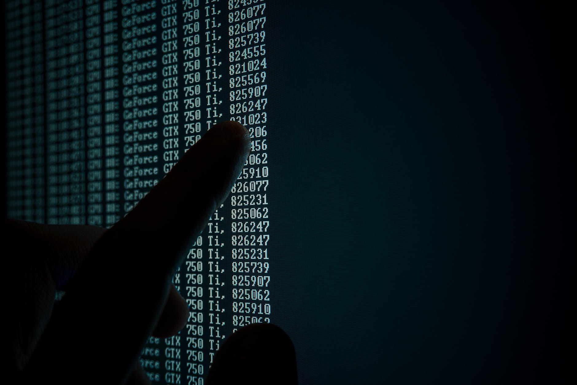 person pointing numeric print