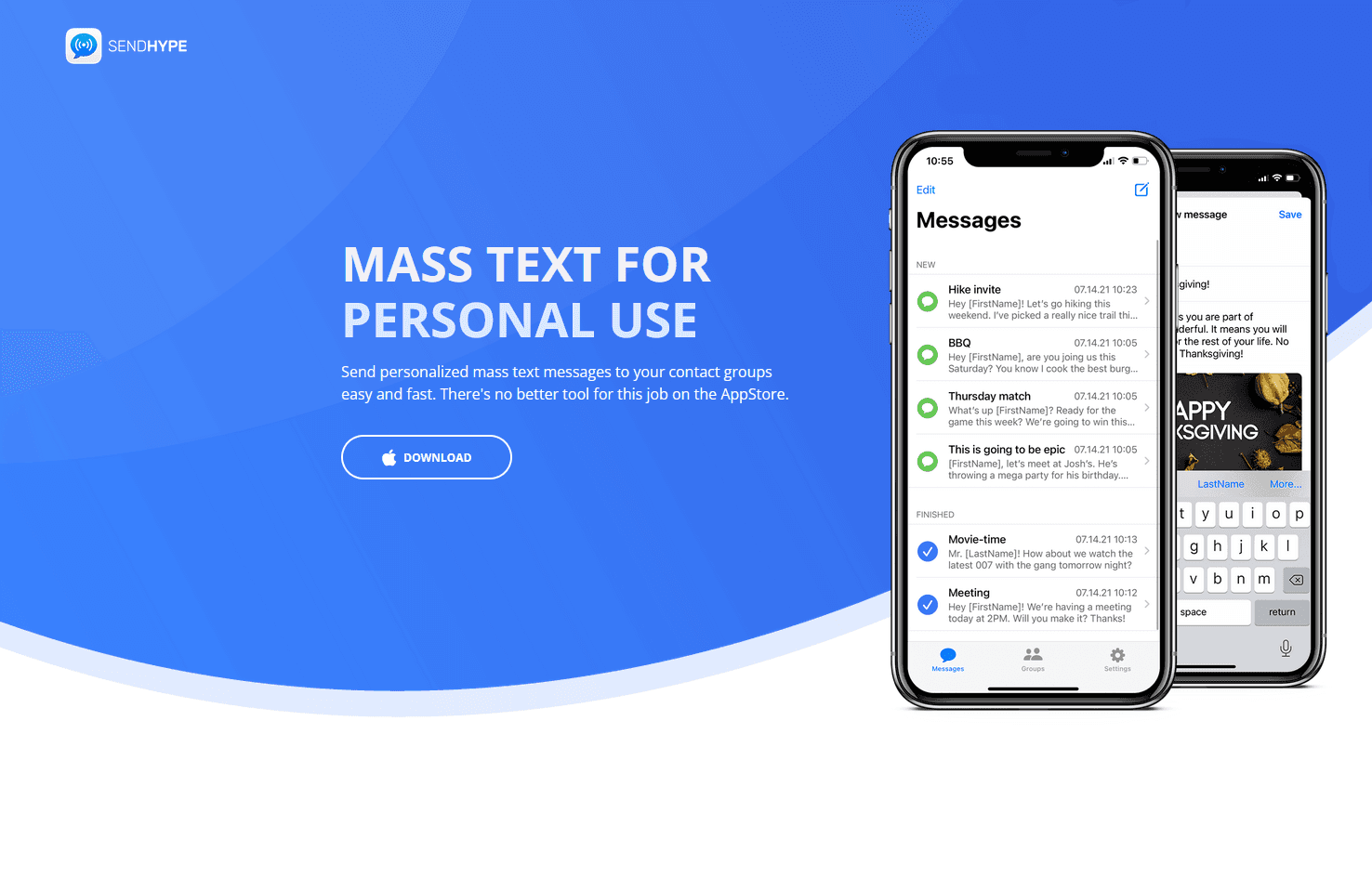 Grupp SMS utan grupp till iOS – Sendhype!