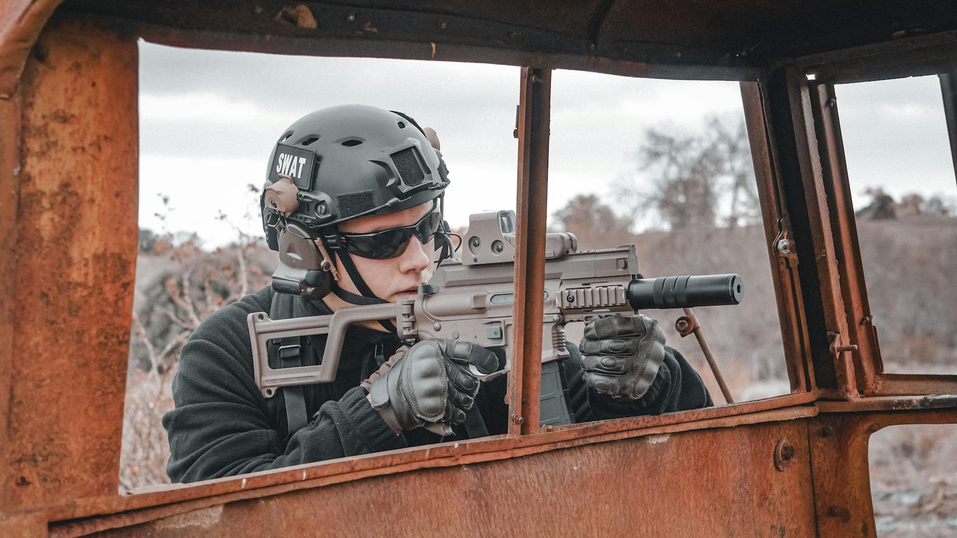 man holding a firearm